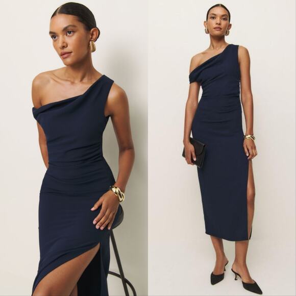 Reformation Dresses & Skirts - Reformation Jadey One Shoulder Formal Long Dress Midnight Blue